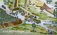 Die Zeichnung zeigt die Situation am Krombacher Schlag vor ca. 200 Jahren.