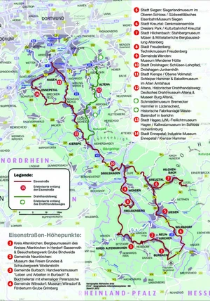 Karte Eisenstraße Südwestfalen